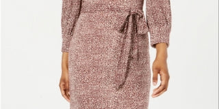 Vestido feminino City Studios com cinto, estampa animal, manga comprida, decote em V, acima do joelho, marrom, tamanho extrapequeno