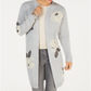 Cardigan feminino com estampa floral e frente aberta, cinza, tamanho pequeno P