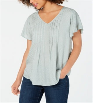 Blusa texturizada com mangas esvoaçantes feminina Style &amp; Co, roxa, tamanho médio