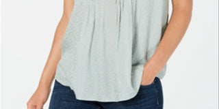 Blusa texturizada com mangas esvoaçantes feminina Style &amp; Co, roxa, tamanho médio