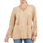 Top de camurça sintética com cadarço feminino Style &amp; Co, marrom, tamanho grande