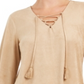 Top de camurça sintética com cadarço feminino Style &amp; Co, marrom, tamanho grande