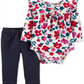 Body Carter's Girl's Infantil Estampado Floral Babados Bolso Calças Vermelhas Floral Tamanho 24MOS