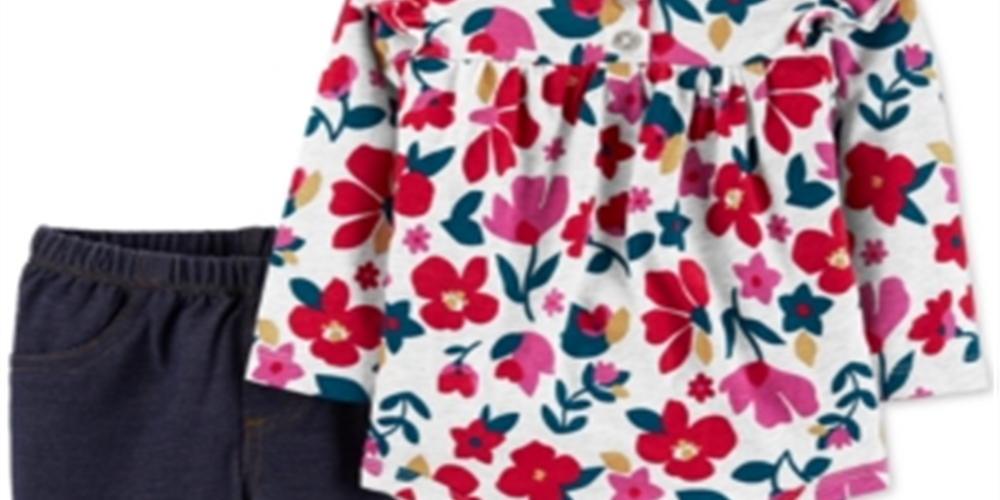 Body Carter's Girl's Infantil Estampado Floral Babados Bolso Calças Vermelhas Floral Tamanho 24MOS