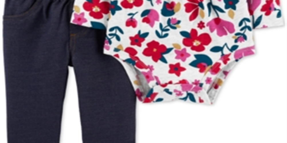 Body Carter's Girl's Infantil Estampado Floral Babados Bolso Calças Vermelhas Floral Tamanho 24MOS