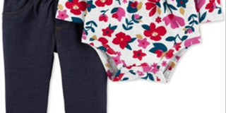 Body Carter's Girl's Infantil Estampado Floral Babados Bolso Calças Vermelhas Floral Tamanho 24MOS