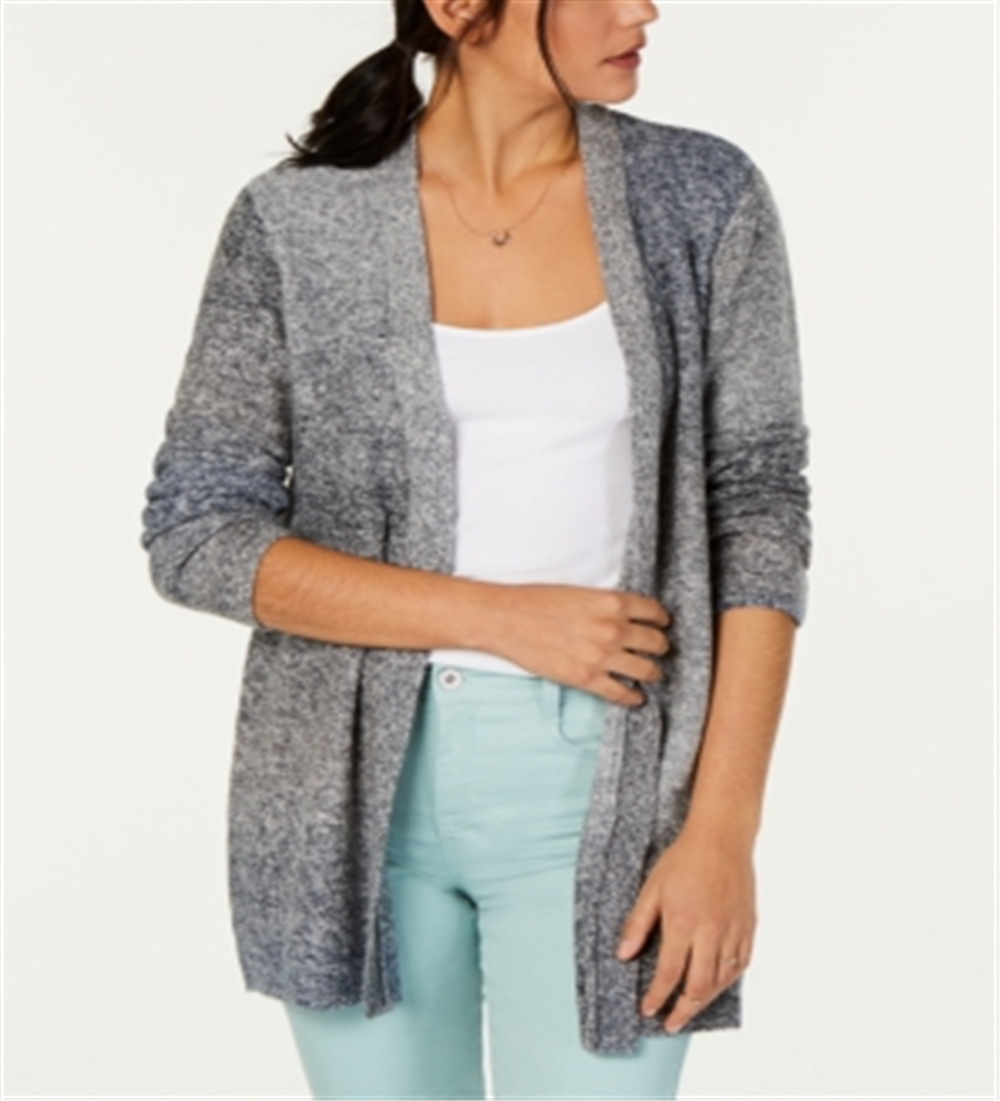 Cardigan feminino estilo &amp; co com decote em V aberto e manga comprida cinza, tamanho PP