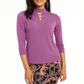 Thalia Sodi Top feminino com decote careca e acabamento em hardware, roxo claro, tamanho XX-G