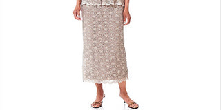 Vestido feminino R&amp;M Richards, sem mangas, com lantejoulas, decote redondo, comprimento chá, marrom, tamanho 18