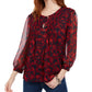 Blusa Feminina Tommy Hilfiger Chiffon Pintuck Vermelha Tamanho X-G