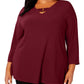 Blusa Alfani Feminina Plus Hi Low Keyhole Berry Tamanho 0X