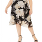 Calvin Klein Saia Feminina Plus com Babados Floral Latte Preta Tamanho 16W