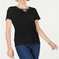 Karen Scott Top Feminino de Algodão com Detalhe de Fechadura Preto Tamanho P