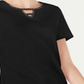 Karen Scott Top Feminino de Algodão com Detalhe de Fechadura Preto Tamanho P