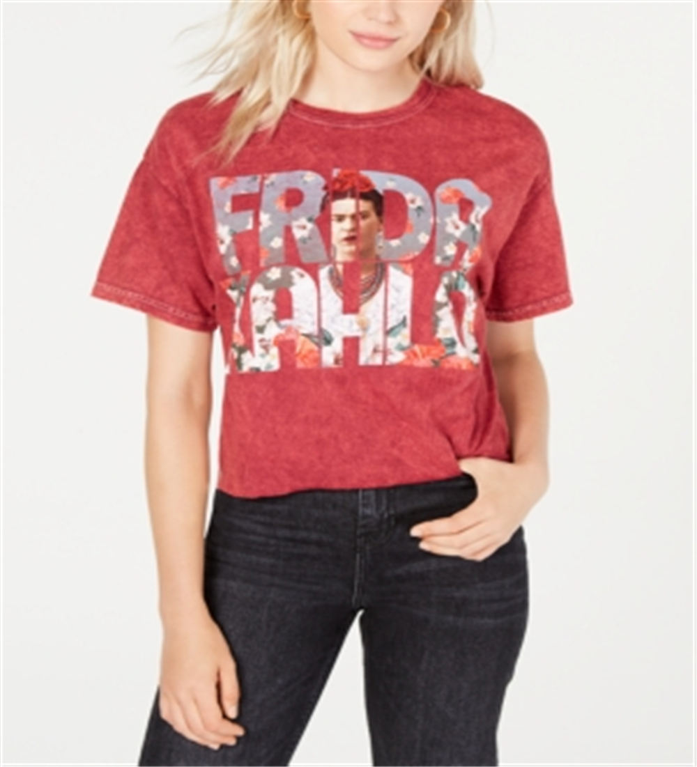Camiseta feminina True Vintage Cropped de algodão Frida Graphic, vermelha, tamanho pequeno