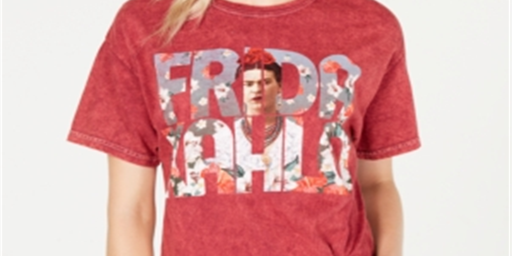 Camiseta feminina True Vintage Cropped de algodão Frida Graphic, vermelha, tamanho pequeno