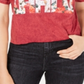 Camiseta feminina True Vintage Cropped de algodão Frida Graphic, vermelha, tamanho pequeno