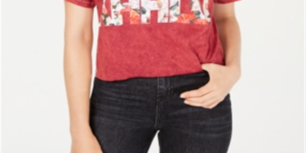 Camiseta feminina True Vintage Cropped de algodão Frida Graphic, vermelha, tamanho pequeno