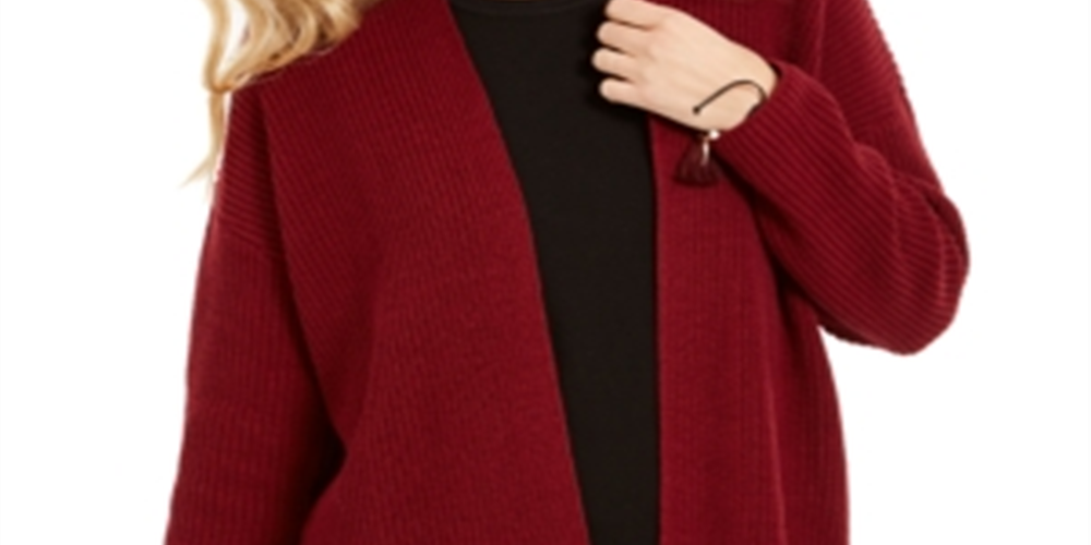 Cardigan grande feminino com botões laterais estilo &amp; co, vermelho, tamanho extrapequeno