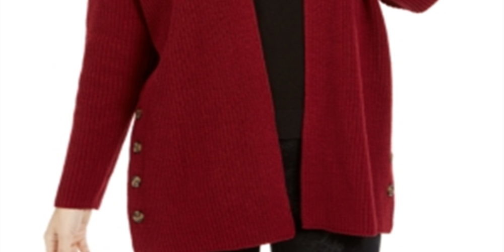 Cardigan grande feminino com botões laterais estilo &amp; co, vermelho, tamanho extrapequeno