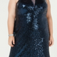 Vestido longo feminino Morgan &amp; Co Trendy Plus com lantejoulas e alças largas, azul, tamanho 24
