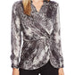 Top peplum feminino com estampa animal Vince Camuto, cinza, tamanho pequeno