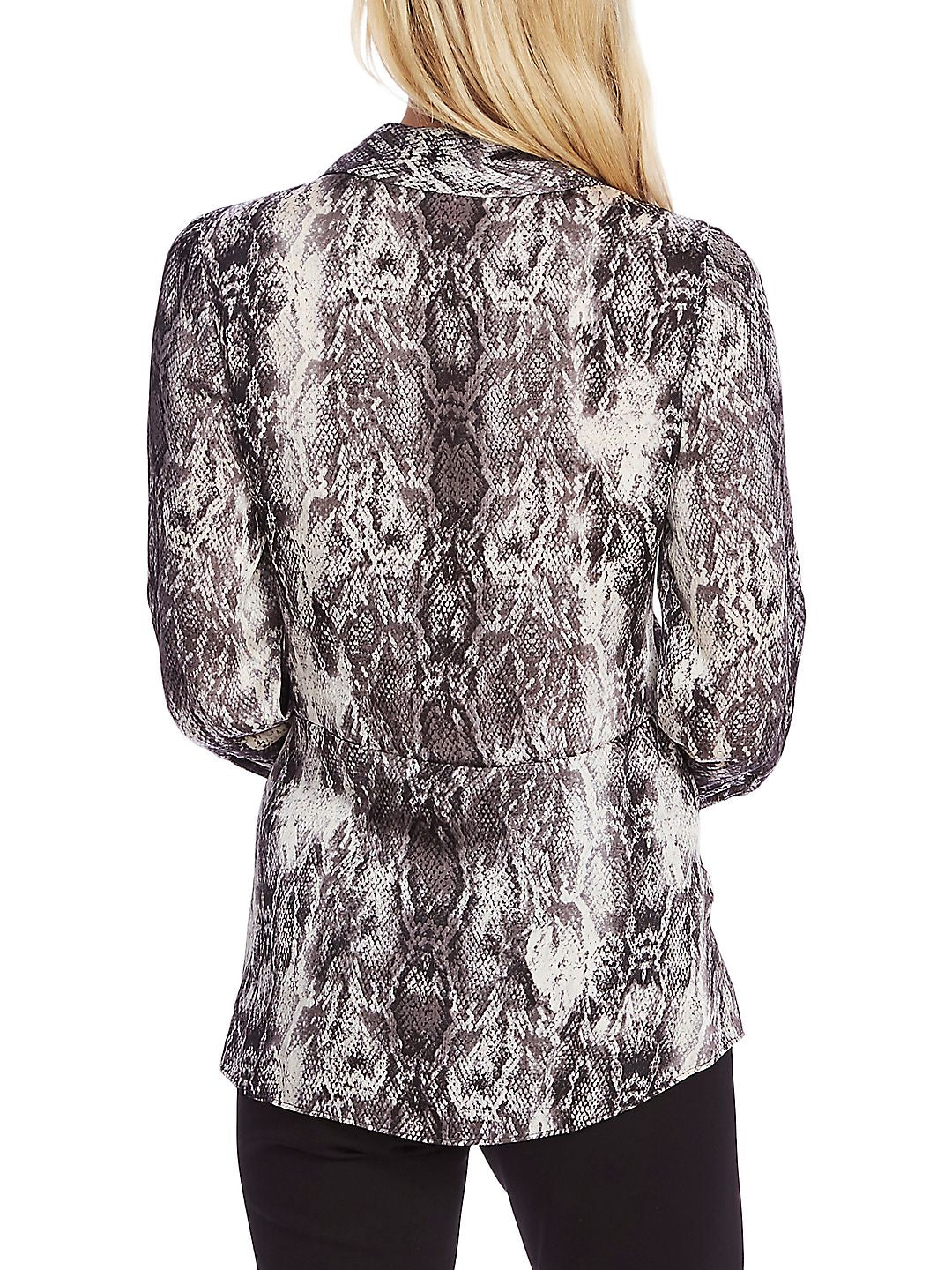 Top peplum feminino com estampa animal Vince Camuto, cinza, tamanho pequeno