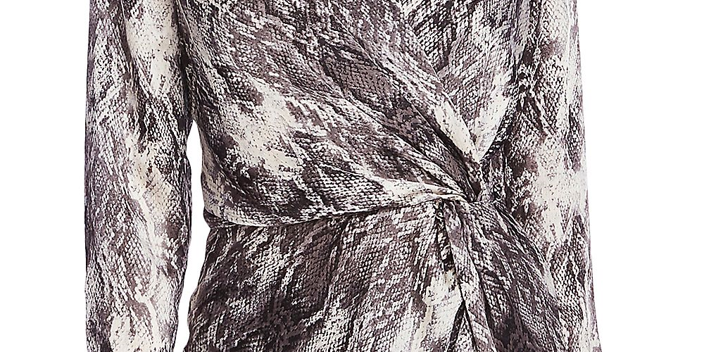 Top peplum feminino com estampa animal Vince Camuto, cinza, tamanho pequeno