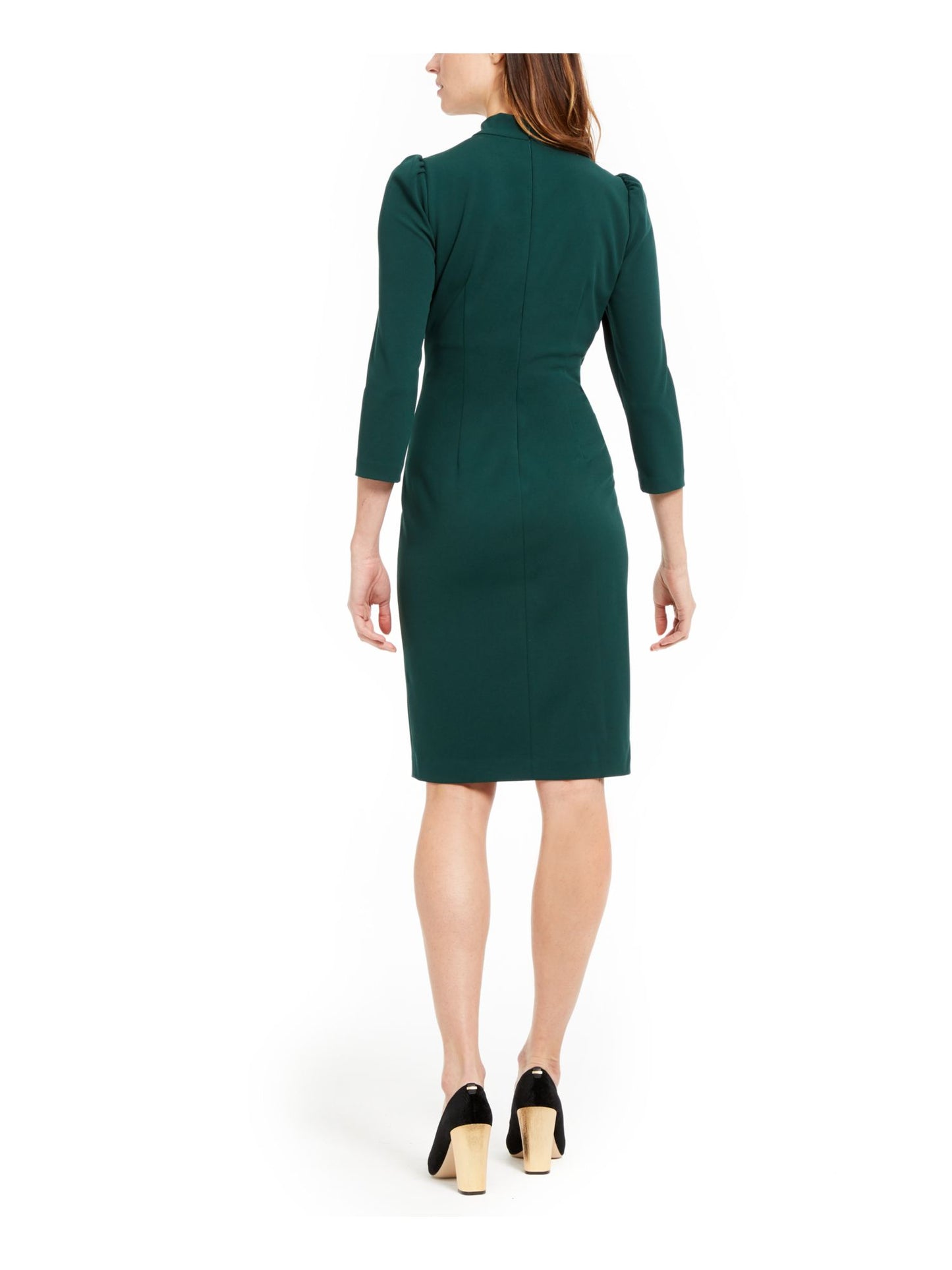 Vestido Calvin Klein Feminino Manga Bufante com Decote em V Verde Tamanho 10