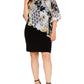 Vestido de coquetel feminino com estampa de quimono floral e manga acima do joelho, preto, 18W, da Connected Apparel