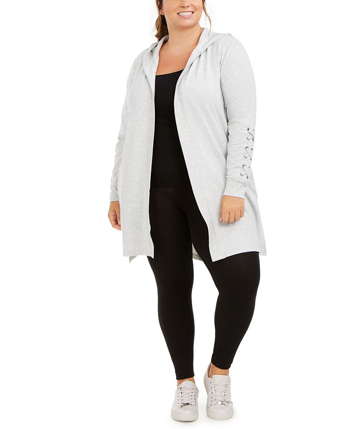 Cardigan feminino com capuz Ideology cinza tamanho 2X