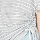 Blusa listrada com franzidos laterais estilo &amp; co feminina, marrom, tamanho grande