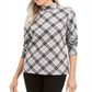 Karen Scott Blusa feminina xadrez gola alta cinza tamanho pequeno P