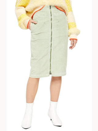 Saia lápis feminina com zíper na altura do joelho, tamanho 28, verde, da Free People