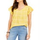 Blusa feminina de algodão xadrez com mangas esvoaçantes Style &amp; Co, amarela, tamanho XX-G