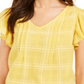 Blusa feminina de algodão xadrez com mangas esvoaçantes Style &amp; Co, amarela, tamanho XX-G