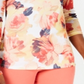 Charter Club Blusa feminina com estampa floral e gola canoa, branca, tamanho X-S