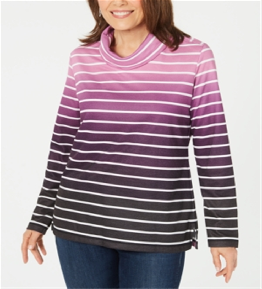 Karen Scott Blusa Listrada Ombré Feminina Tamanho Berry Petite SM