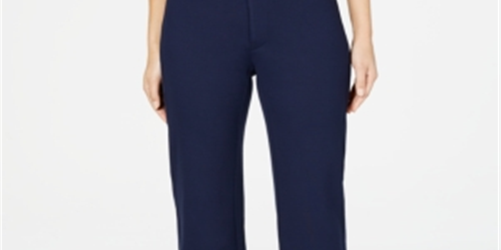 Calça feminina cropped de perna larga azul tamanho 4 da Charter Club