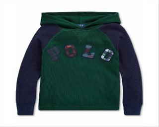 Ralph Lauren Infantil Menino Tricô Waffle com Capuz Térmico Verde Tamanho 4T