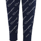 Calça de moletom Champion feminina Allover Logo Outline Script Azul Tamanho X-S