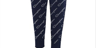 Calça de moletom Champion feminina Allover Logo Outline Script Azul Tamanho X-S