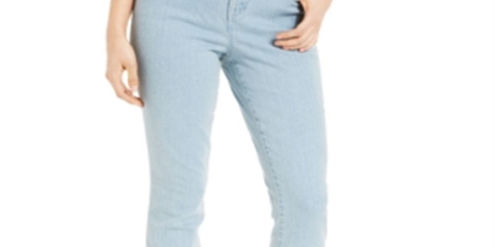 Jeans feminino slim com controle de barriga estilo &amp; co, azul, tamanho 24x4,5