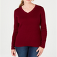 Karen Scott Suéter Feminino de Algodão com Gola V Vermelho Tamanho XS