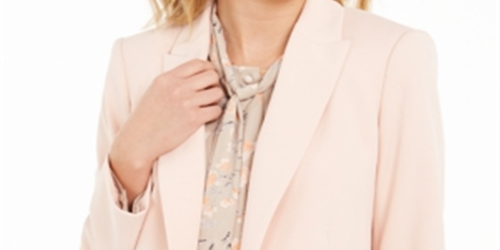 Calvin Klein Blazer Feminino com Lapela Pico e Frente Aberta Rosa Tamanho 6
