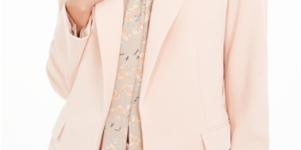 Calvin Klein Blazer Feminino com Lapela Pico e Frente Aberta Rosa Tamanho 6