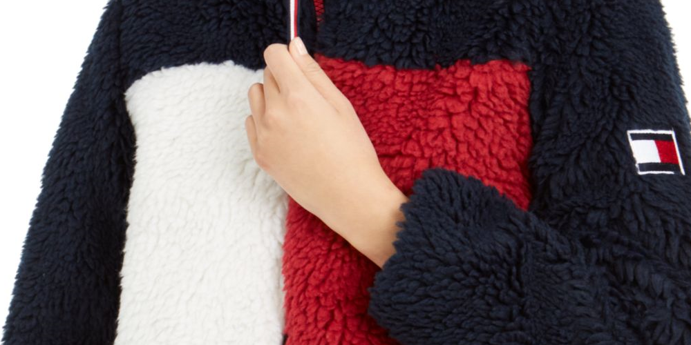 Jaqueta Tommy Hilfiger Sherpa Feminina Azul Tamanho Médio