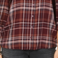 Camisa xadrez feminina Style &amp; Co com um bolso Berry tamanho XS