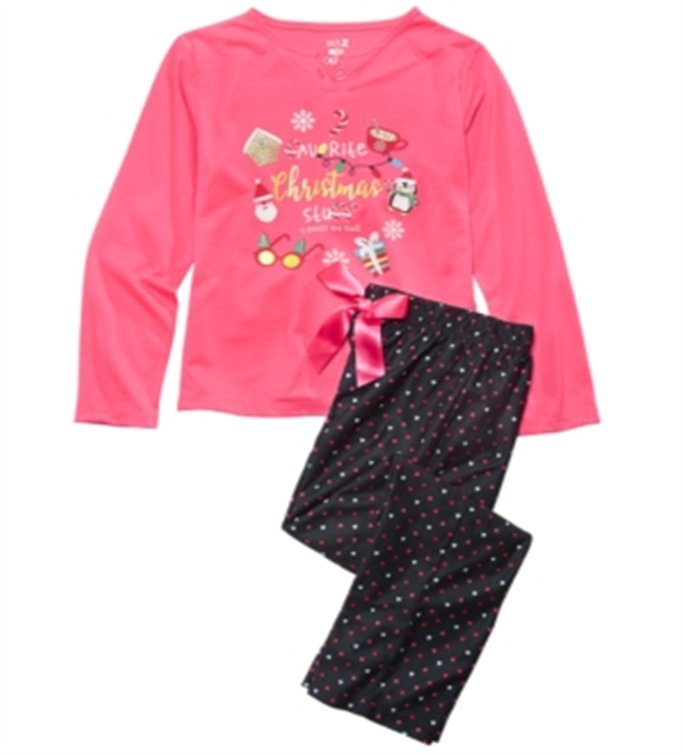 Conjunto de pijama de 2 peças para meninas grandes Max &amp; Olivia, rosa, tamanho grande