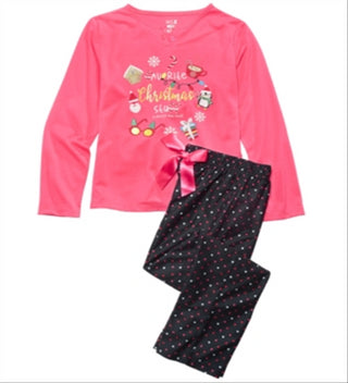 Conjunto de pijama de 2 peças para meninas grandes Max &amp; Olivia, rosa, tamanho grande